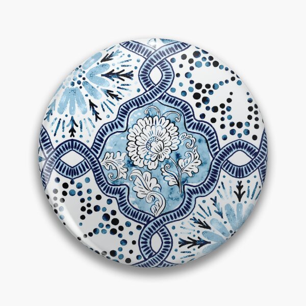 Item preview, Spanish Retro Style Mixed Floral and Geometric Tiles in Soft Sage & Marigold designed and sold by bala-sabina.