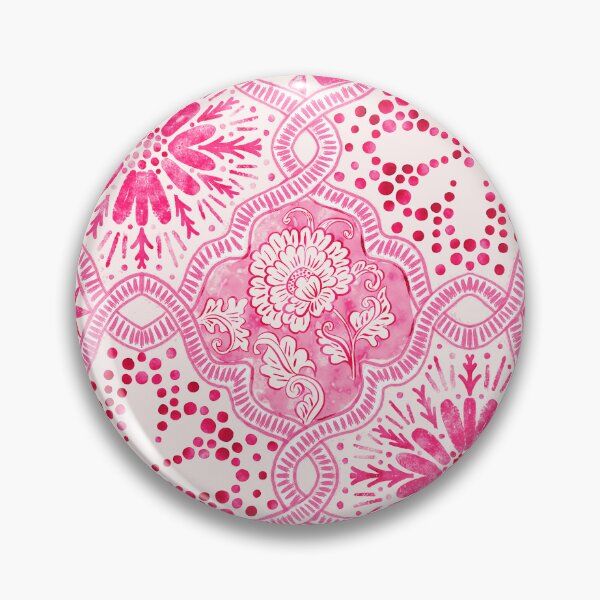 Item preview, Spanish Retro Style Mixed Floral and Geometric Tiles in Hot Pink & Magenta designed and sold by bala-sabina.