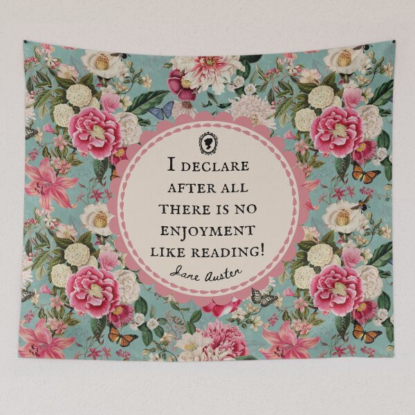 Item preview, Jane Austen Quote, I Declare After All There is No Enjoyment Like Reading, Vintage Floral designed and sold by CultandObscure.
