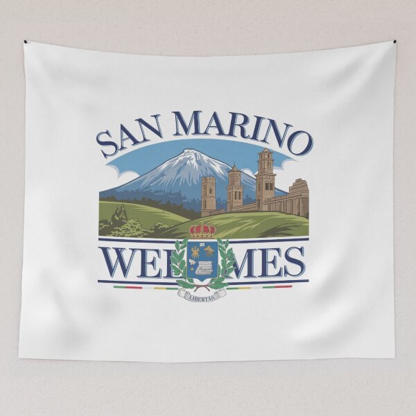 Item preview, San Marino Welcomes Flag Map Titano, Palazzo Pubblico, Guaita designed and sold by AnimalsDH305.
