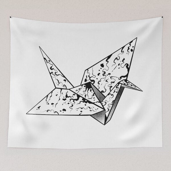 Item preview, Origami crane suminagashi designed and sold by 7Delamancha.