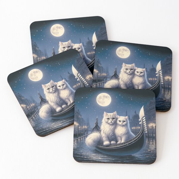 Item preview, Türkish Van Cats - Moonlit Love in Venice designed and sold by LegademaArt.