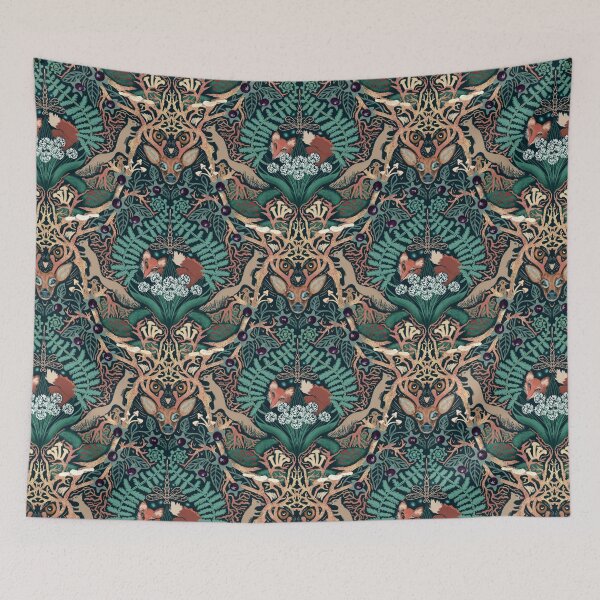 Item preview, Earthy Forest - Woodland Animals & Mushrooms - Emerald Green & Rust designed and sold by bala-sabina.