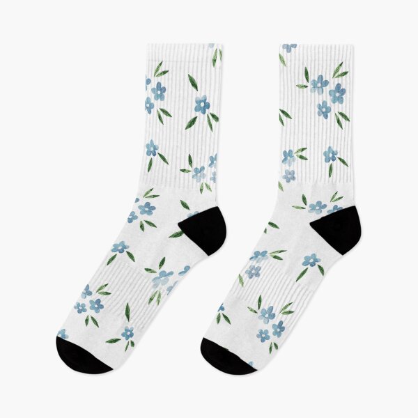 Item preview, Tiny and cute blue flowers and green leaves pattern on white background. Botanical illustration. designed and sold by helga-wigandt.