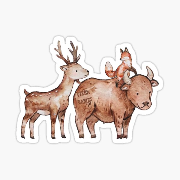 Item preview, Watercolor Stag and Vixen riding a Bull  designed and sold by Vixen-Games.