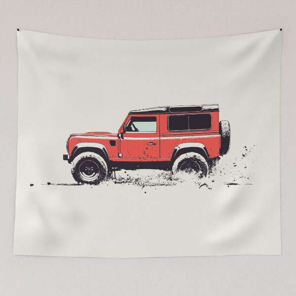 Item preview, Red D90 Vintage 4x4 Side View designed and sold by blackdogshop.