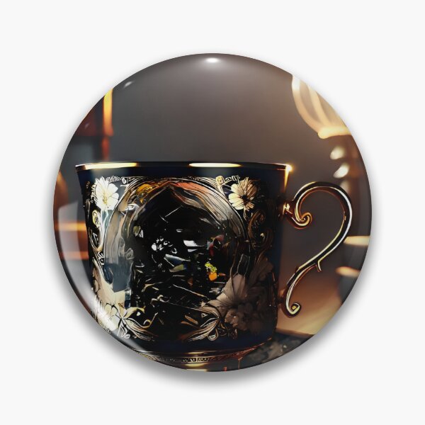 Item preview, Luxury Black and Gold Teacup in Vintage Candlelit Setting designed and sold by Amr Siam.