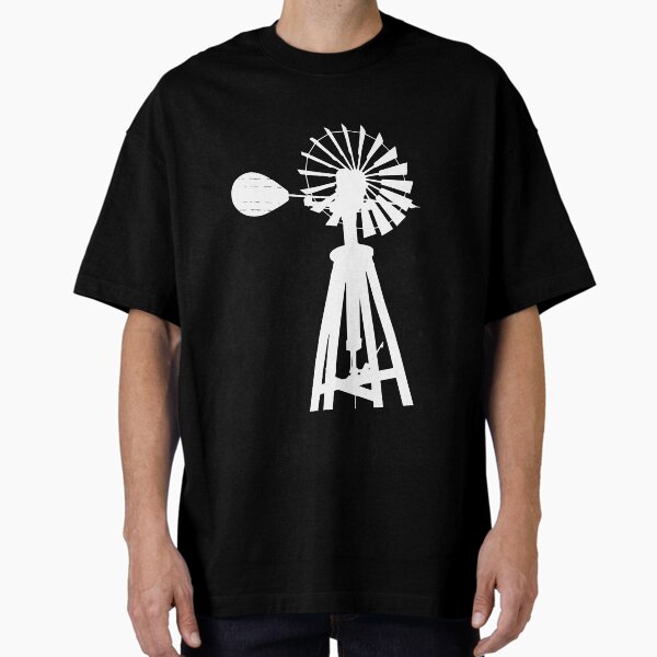 Windmill Silhouette White on Black/Colors Oversized T-Shirt