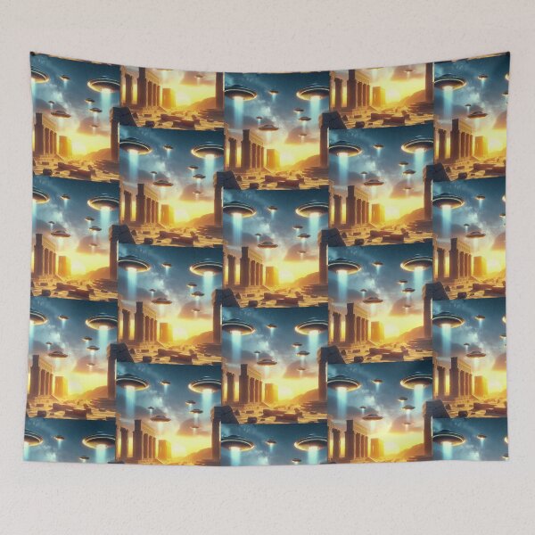 Item preview, UFOs Flying Over Sumerian Temples designed and sold by Dogandesighn.