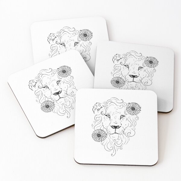 Item preview, Leo sunflower lion black line designed and sold by TheDoodlemancer.