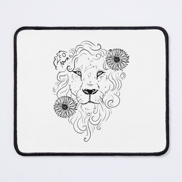 Item preview, Leo sunflower lion black line designed and sold by TheDoodlemancer.
