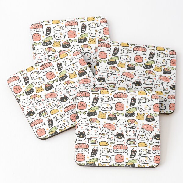 Item preview, Adorable feline sushi mashup in doodle illustration designed and sold by Piotrek0001.