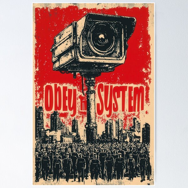 Item preview, Society Under Watch Vintage Surveillance Art Print designed and sold by Piotrek0001.