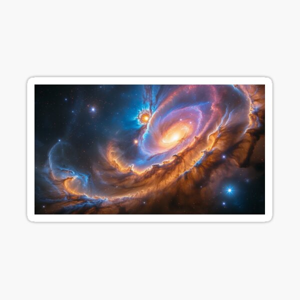 Celestial Waltz: The Cosmic Collision of Galaxies Sticker