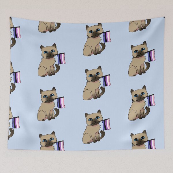 Item preview, Genderfluid Pride Siamese Cat designed and sold by saltjart.
