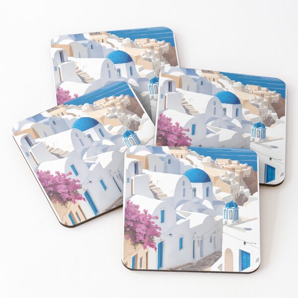 Item preview, Santorini Vintage Travel Poster | Watercolor Greek Island Art Print designed and sold by Artineer.