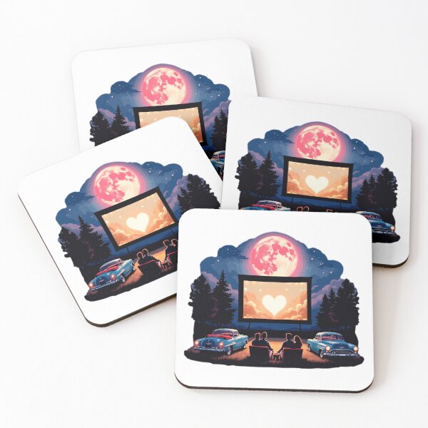 Item preview, Nostalgic Drive-In Movie Romance - Couples Under a Starlit Evening Watching a Heart-Shaped Cloud Scene designed and sold by KreaDesignOne.