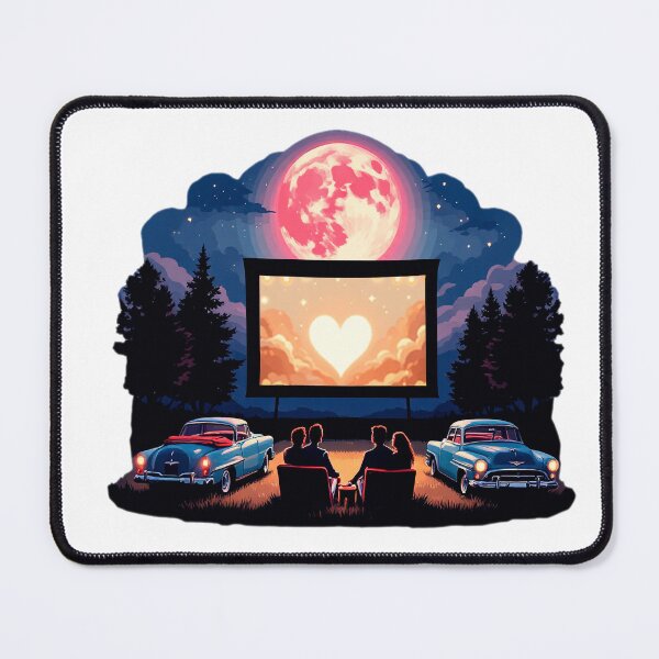 Item preview, Nostalgic Drive-In Movie Romance - Couples Under a Starlit Evening Watching a Heart-Shaped Cloud Scene designed and sold by KreaDesignOne.