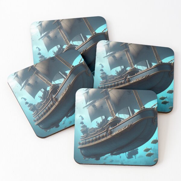 Item preview, Whimsical Pirate Shipwreck – Abstract Ocean View designed and sold by highplacidity.