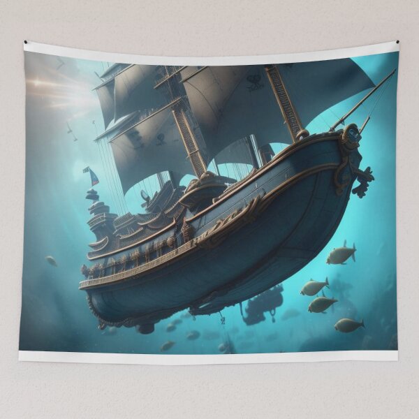 Item preview, Whimsical Pirate Shipwreck – Abstract Ocean View designed and sold by highplacidity.