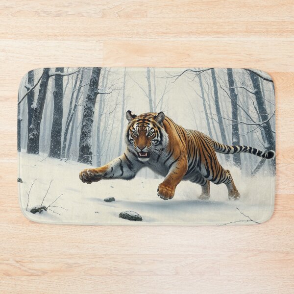 Item preview, Tiger Attacks in a Winter Forest designed and sold by Skye Ryan-Evans.