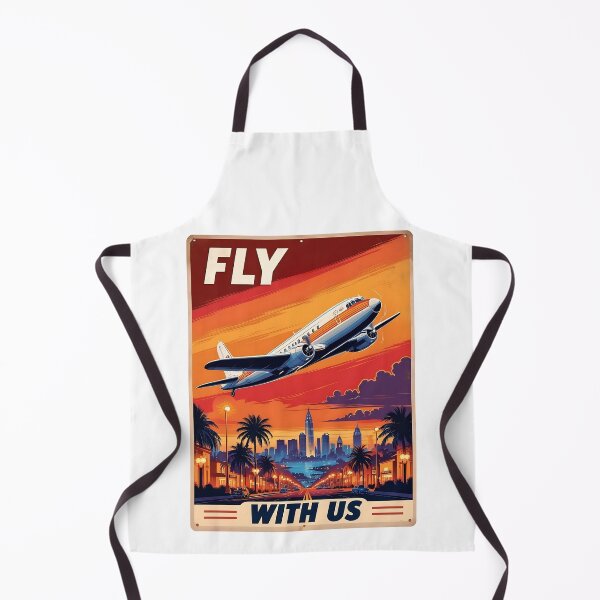 Item preview, Vintage Travel Poster – 1950s Airliner Over Sunset City designed and sold by EMairplanes.