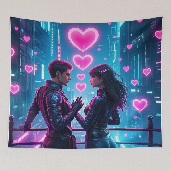 Item preview, Futuristic love in a neon city designed and sold by Hugoliber.