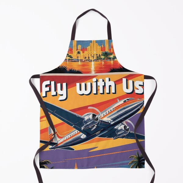 Item preview, Retro 1950s Airliner Travel Poster – Sunset Flight Over City designed and sold by EMairplanes.