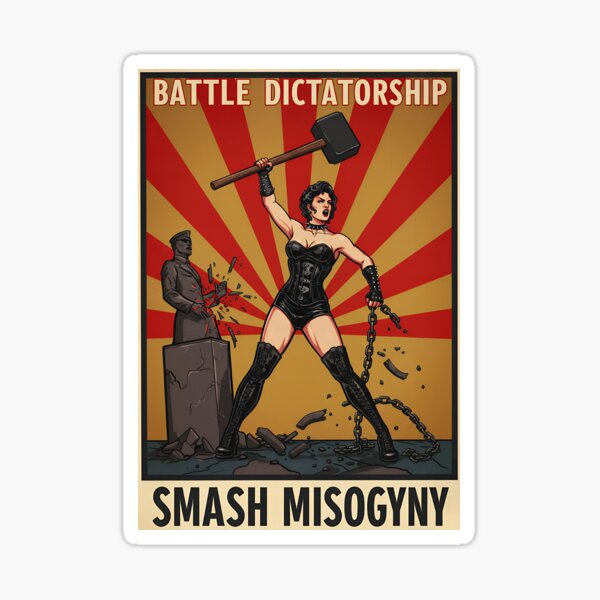 Artikel-Vorschau von Bekämpfe die Diktatur und zerschmettere die Frauenfeindlichkeit: Feministische BDSM-Illustration im Retro-Stil wie alte sowjetische Propaganda, designt und verkauft von Dollycat Industries.