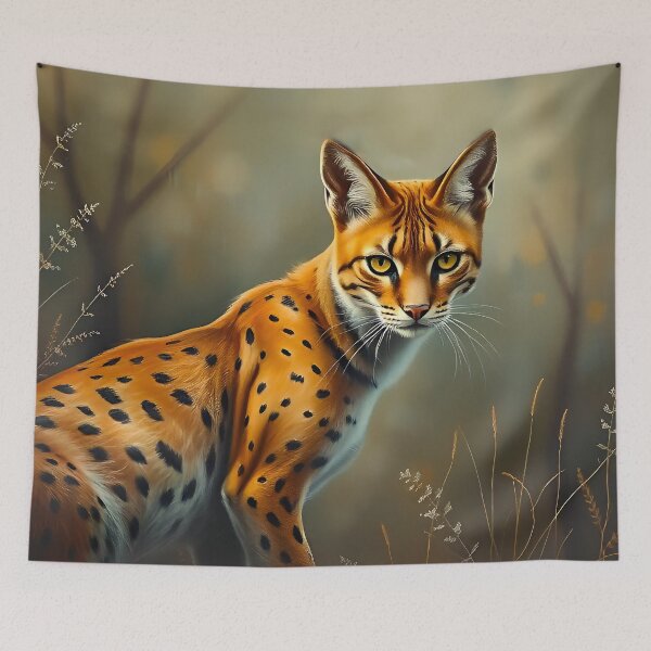 Item preview, Serval Oil Painting Style African Savannah Wildlife designed and sold by kakarikihill.