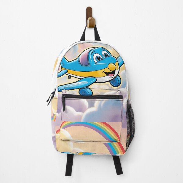 Item preview, Cheerful Cartoon Airplane in a Cloudy Rainbow Sky designed and sold by EMaviation_.