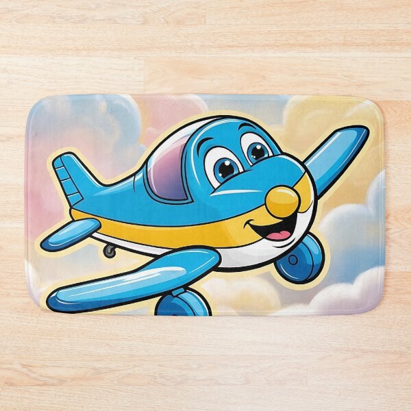 Item preview, Cheerful Cartoon Airplane in a Cloudy Rainbow Sky designed and sold by EMairplanes.