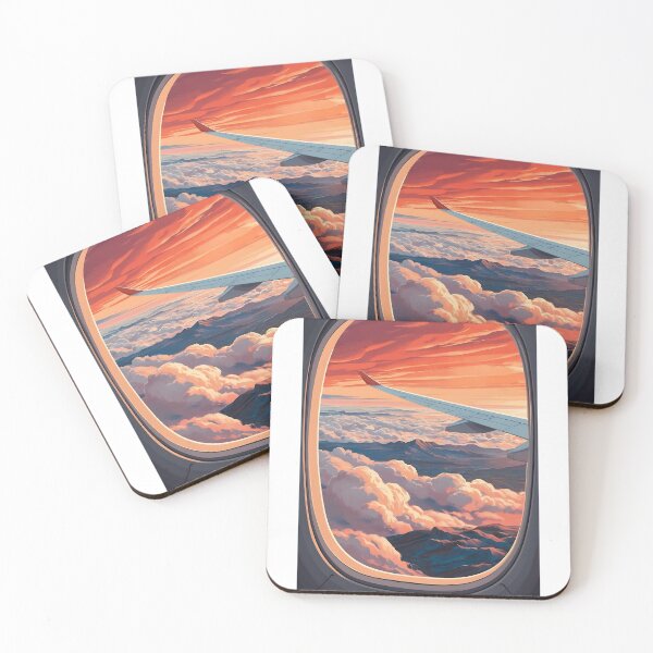 Item preview, Airplane Window View – Sunset Over Clouds and Mountains designed and sold by EMairplanes.