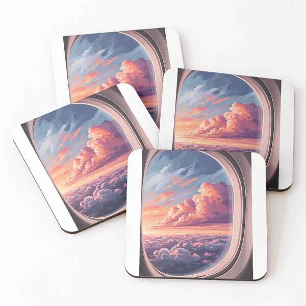 Item preview, Airplane Window View – Sunset with Beautiful Clouds designed and sold by EMairplanes.