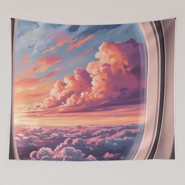 Item preview, Airplane Window View – Sunset with Beautiful Clouds designed and sold by EMairplanes.