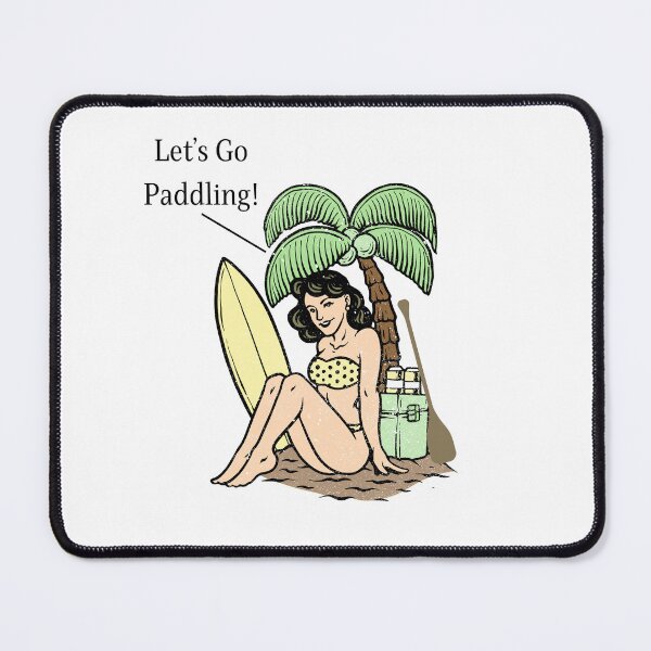 Item preview, Let’s Go Paddling – Retro Bikini Girl on Desert Island SUP Tee designed and sold by bobparduephoto.