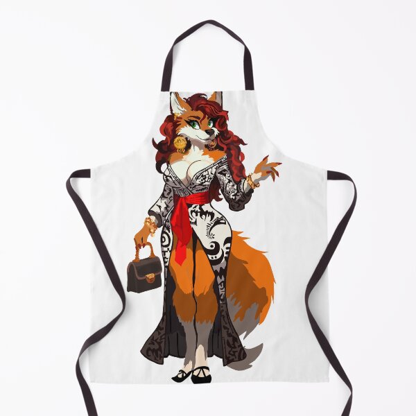 Item preview, Fox Woman in Black & White Dress With Red Sash designed and sold by KlakkDrawsStuff.