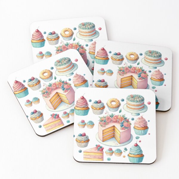 Item preview, Pastel Cake and Cupcake Watercolor Art - Cute Dessert Pattern, Sweet Bakery Illustration, Printable Food Art designed and sold by SakuraJapanArt.