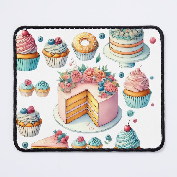 Item preview, Pastel Cake and Cupcake Watercolor Art - Cute Dessert Pattern, Sweet Bakery Illustration, Printable Food Art designed and sold by SakuraJapanArt.