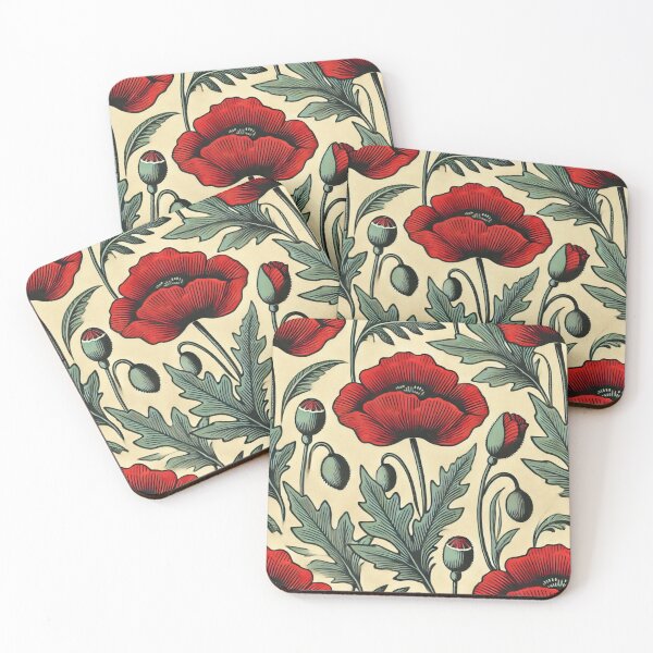 Item preview, Vintage-Inspired Poppies Pattern - Mid-Century Seamless Design designed and sold by KittyKatto.