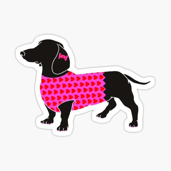 Aperçu de l'œuvre Coeur Saint Valentin Chien Weiner créée et vendue par IndyCatCreation.