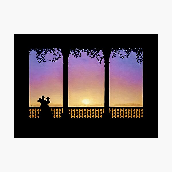 Item preview, Castle Balcony Silhouette Art: A Sunset Dance designed and sold by IwasInspiredBy.