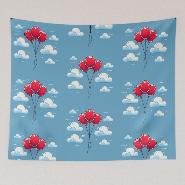 Artikelvorschau, Drei rote Luftballons in einem blauen Himmel entworfen und verkauft von KittyKatto.