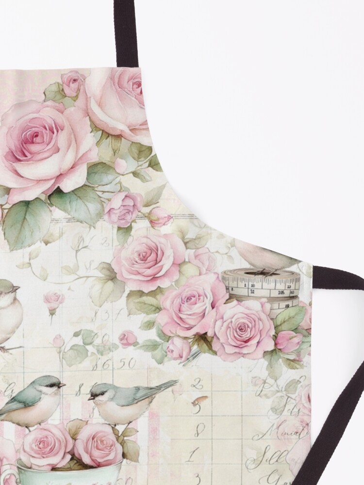 Thumbnail 3 of 6, Apron, Whimsy & Roses in Pink designed and sold by ShabbyArtCo.