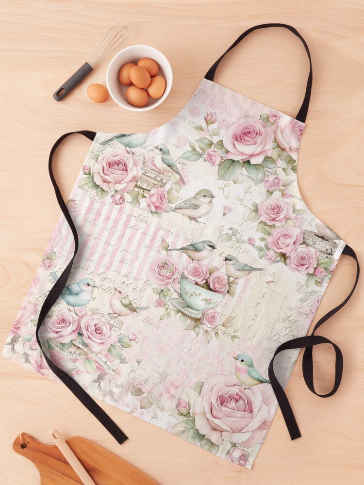 Thumbnail 1 of 6, Apron, Whimsy & Roses in Pink designed and sold by ShabbyArtCo.