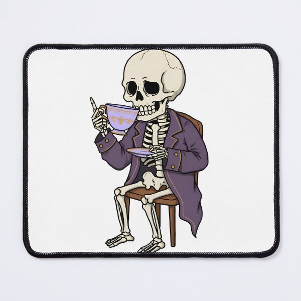 Item preview, Elegant Skeleton Enjoying Tea in a Purple Suit Chair Illustration designed and sold by RUMOOROZ.