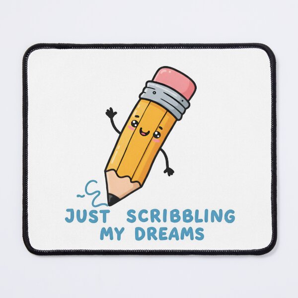 Item preview, Happy Cartoon Pencil Character Scribbling Cute Inspirational Message for Creativity designed and sold by RUMOOROZ.