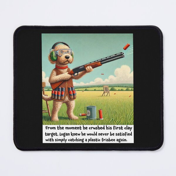 Item preview, Skeet Shooting Golden Doodle Comic Design  designed and sold by ArtByMarkDesign.