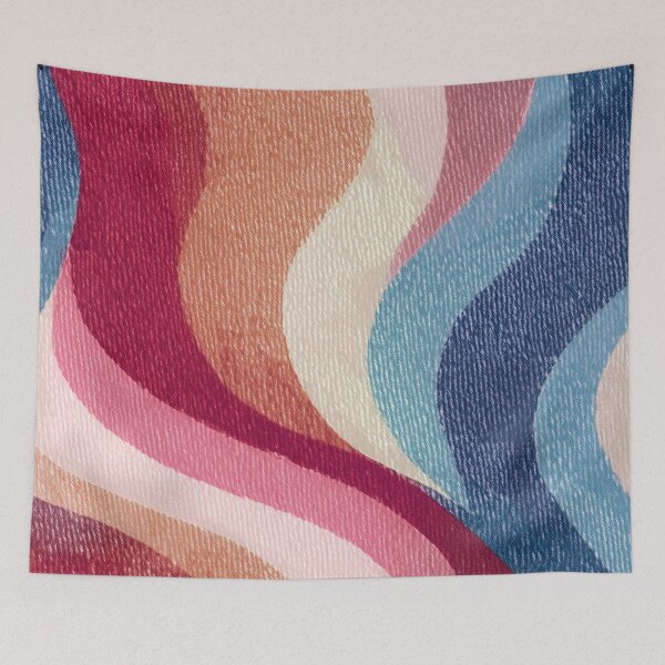 Item preview, Fabric waves - reds and blues - water flames designed and sold by lapart.