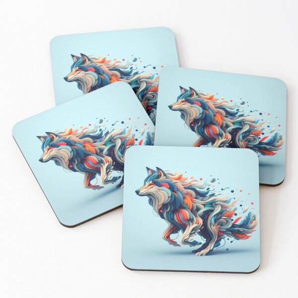 Item preview, Colorful Running Wolf - Abstract Art designed and sold by WyckedLynn.